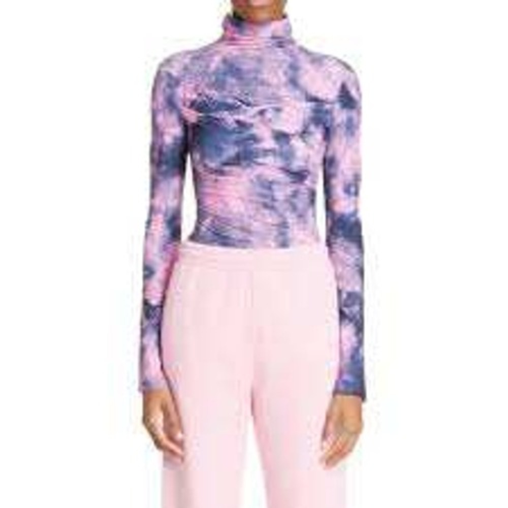 Off-White‎ Designer Second Skin Tie Dye Turtleneck Top Pink/Blue Women's Size L